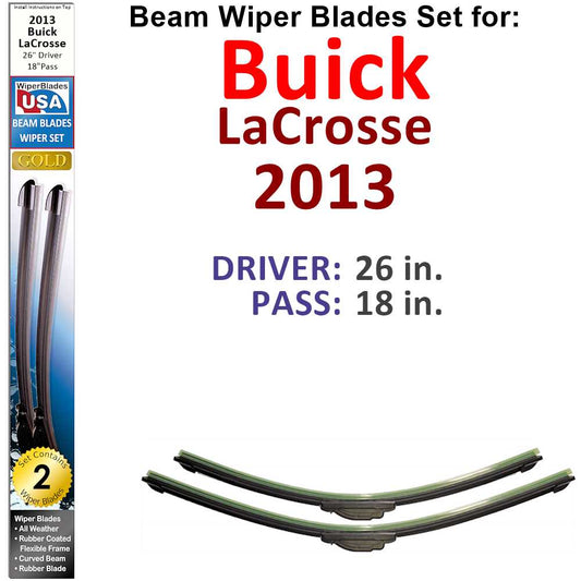 Beam Wiper Blades for 2013 Buick LaCrosse (Set of 2)