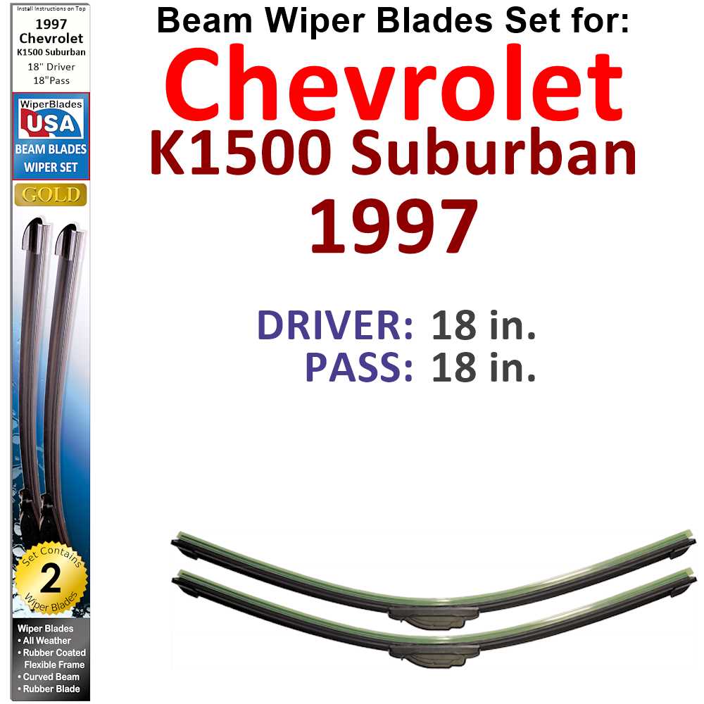 Beam Wiper Blades for 1997 Chevrolet K1500 Suburban (Set of 2)