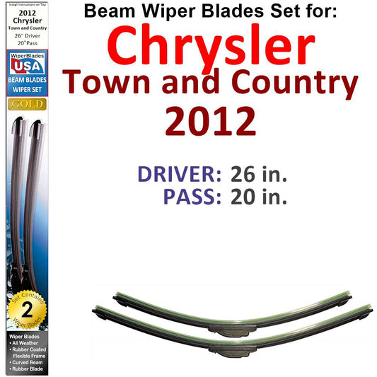 Beam Wiper Blades for 2012 Chrysler Town and Country (Set of 2)