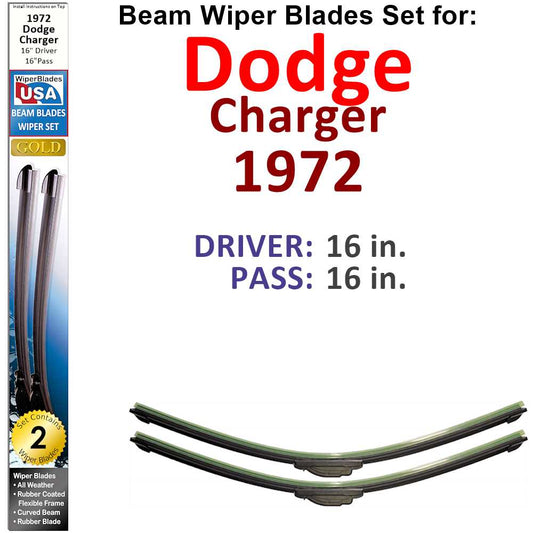 Beam Wiper Blades for 1972 Dodge Charger (Set of 2)