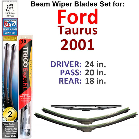 Beam Wiper Blades for 2001 Ford Taurus (Set of 3)
