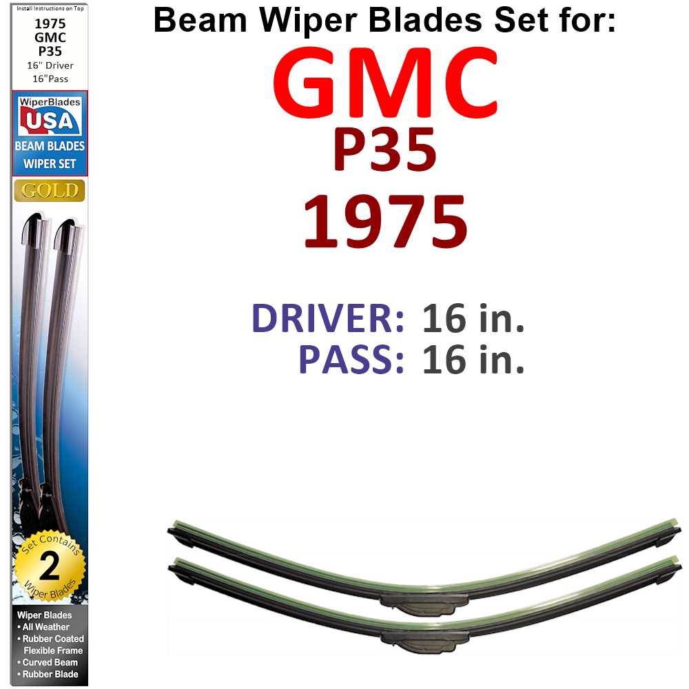 Beam Wiper Blades for 1975 GMC P35 (Set of 2)