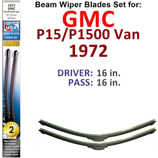 Beam Wiper Blades for 1972 GMC P15/P1500 Van (Set of 2)