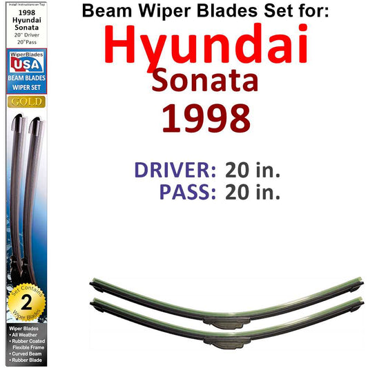 Beam Wiper Blades for 1998 Hyundai Sonata (Set of 2)