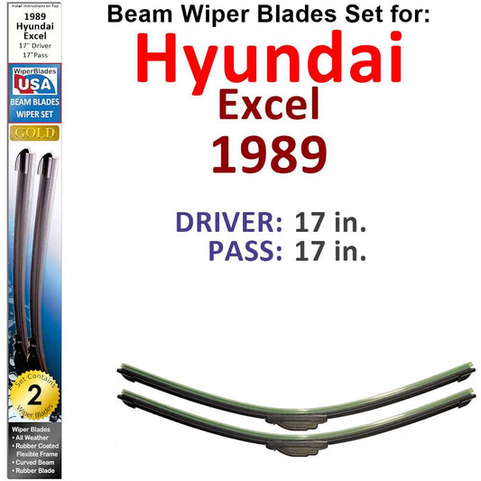 Beam Wiper Blades for 1989 Hyundai Excel (Set of 2)