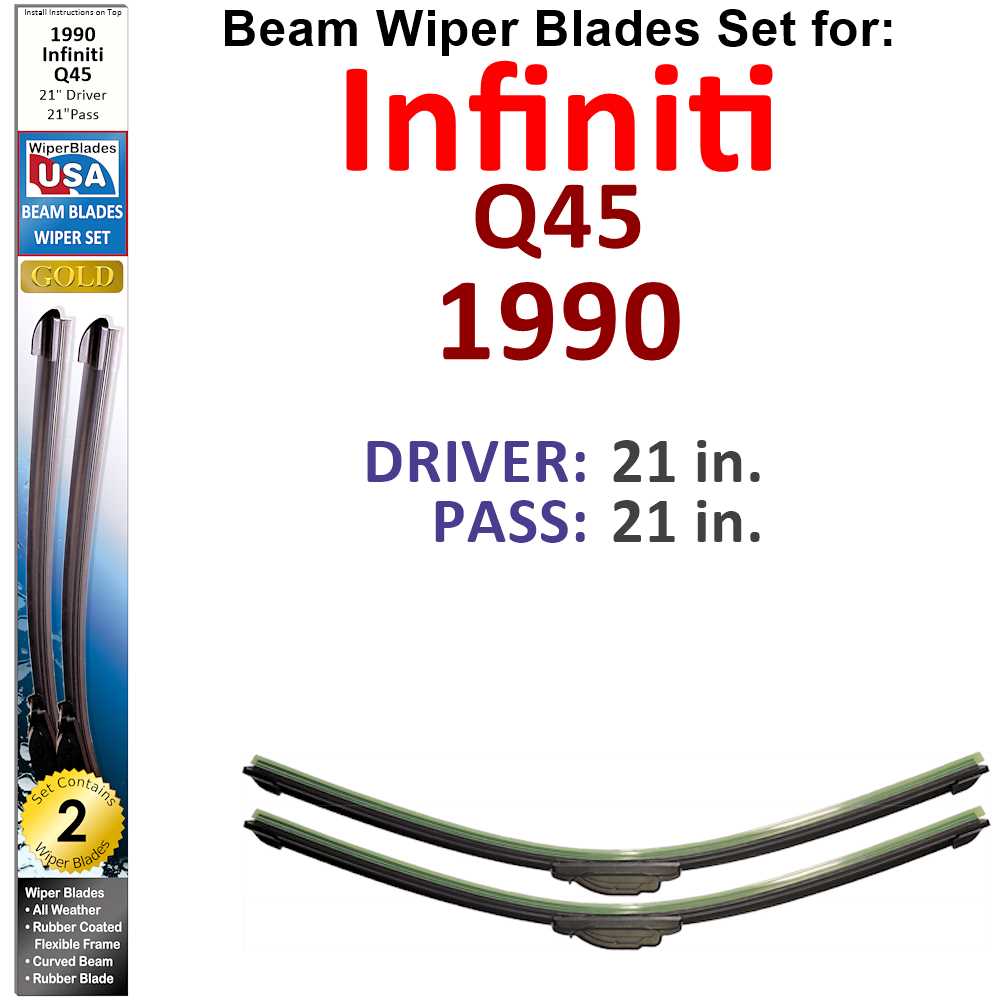 Beam Wiper Blades for 1990 Infiniti Q45 (Set of 2)