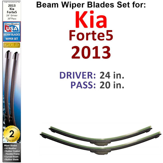 Beam Wiper Blades for 2013 Kia Forte5 (Set of 2)