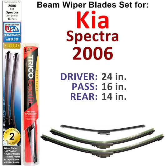 Beam Wiper Blades for 2006 Kia Spectra (Set of 3)