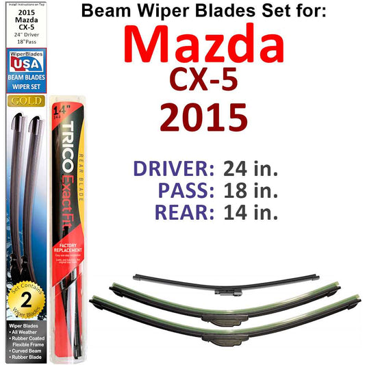 Beam Wiper Blades for 2015 Mazda CX-5 (Set of 3)
