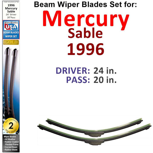 Beam Wiper Blades for 1996 Mercury Sable (Set of 2)