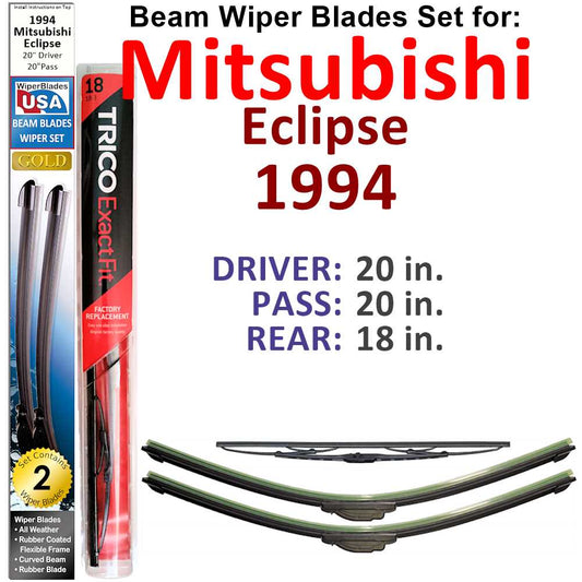 Beam Wiper Blades for 1994 Mitsubishi Eclipse (Set of 3)