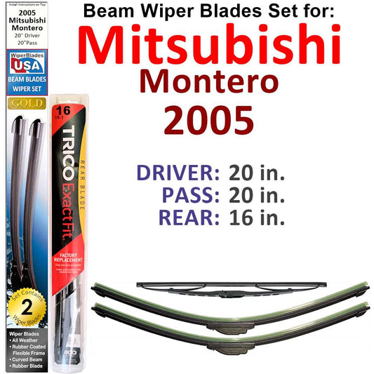 Beam Wiper Blades for 2005 Mitsubishi Montero (Set of 3)