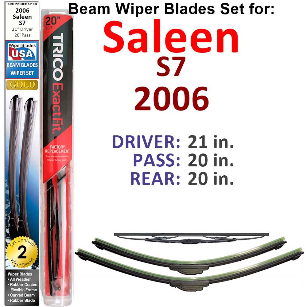 Beam Wiper Blades for 2006 Saleen S7 (Set of 3)