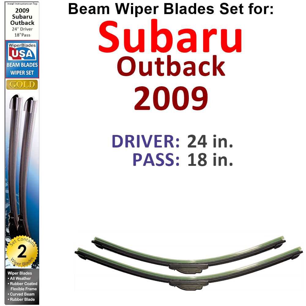 Beam Wiper Blades for 2009 Subaru Outback (Set of 2)