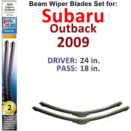 Beam Wiper Blades for 2009 Subaru Outback (Set of 2)
