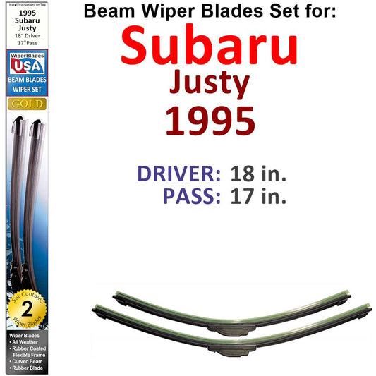 Beam Wiper Blades for 1995 Subaru Justy (Set of 2)
