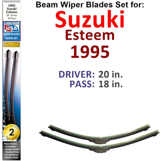 Beam Wiper Blades for 1995 Suzuki Esteem (Set of 2)