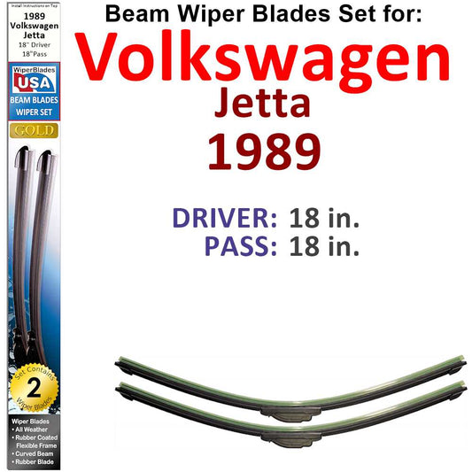 Beam Wiper Blades for 1989 Volkswagen Jetta GLI 16-Valve (Set of 2)