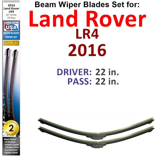Beam Wiper Blades for 2016 Land Rover LR4 (Set of 2)