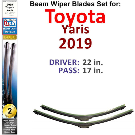 Beam Wiper Blades for 2019 Toyota Yaris (Set of 2)