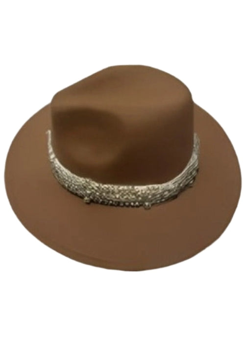 Wool Fedora Hat With Punk Ribbon