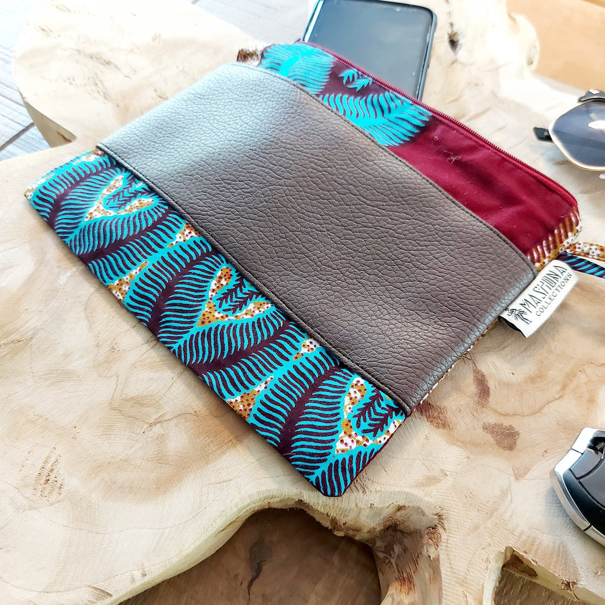 African Print Zipper Pouch | Make-up Bag | Pencil Case | Vegan Leather