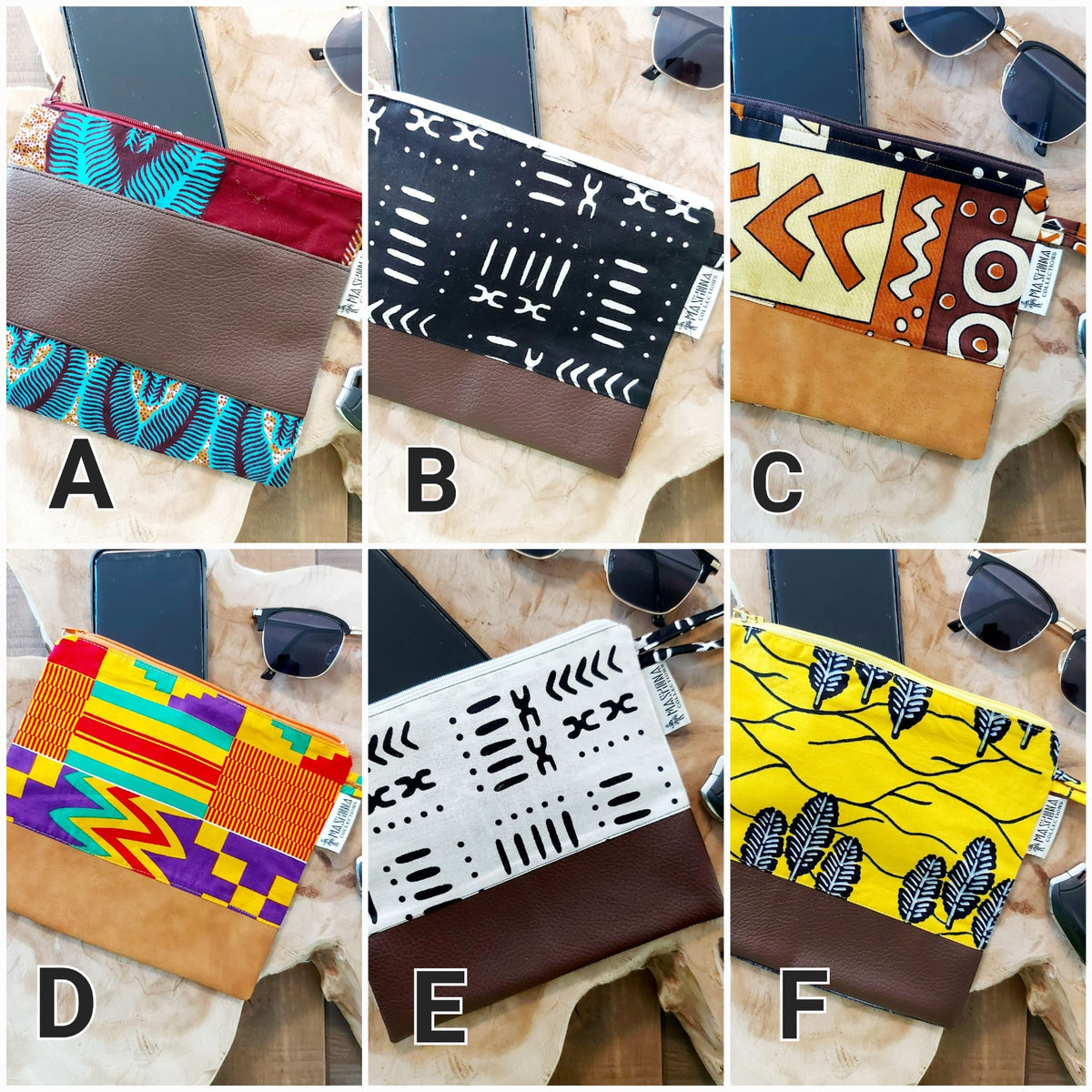 African Print Zipper Pouch | Make-up Bag | Pencil Case | Vegan Leather