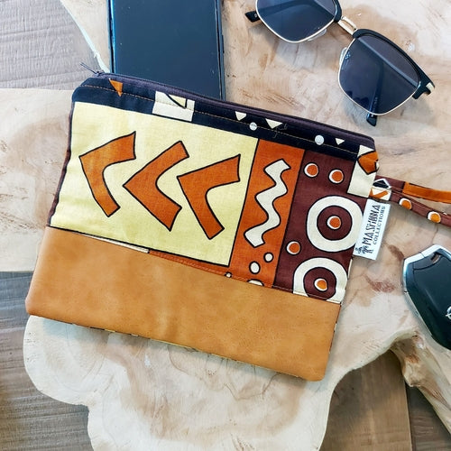 African Print Zipper Pouch | Make-up Bag | Pencil Case | Vegan Leather