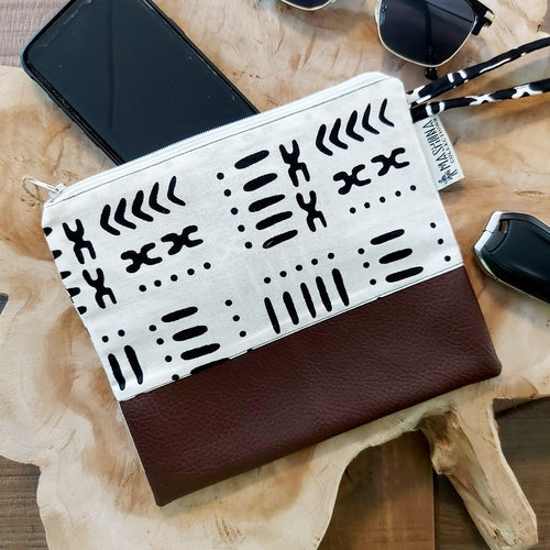 African Print Zipper Pouch | Make-up Bag | Pencil Case | Vegan Leather