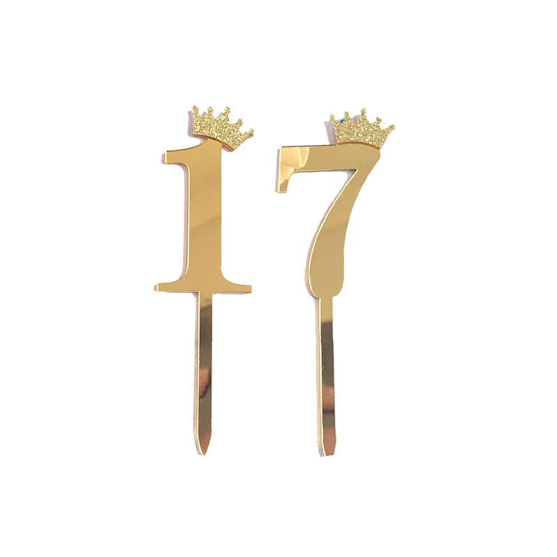 Happy Birthday Cake Topper Wedding Decorations Acrylic Cake Topper Gold Silver Numbers 10 16 18 20 30 Cake Decoration Tools