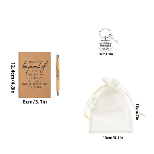 1Sets Employee Appreciation Gifts Bulk Christmas Thank You Notebooks Inspirational Bamboo Pens Keychains for Coworker Nurse ﻿