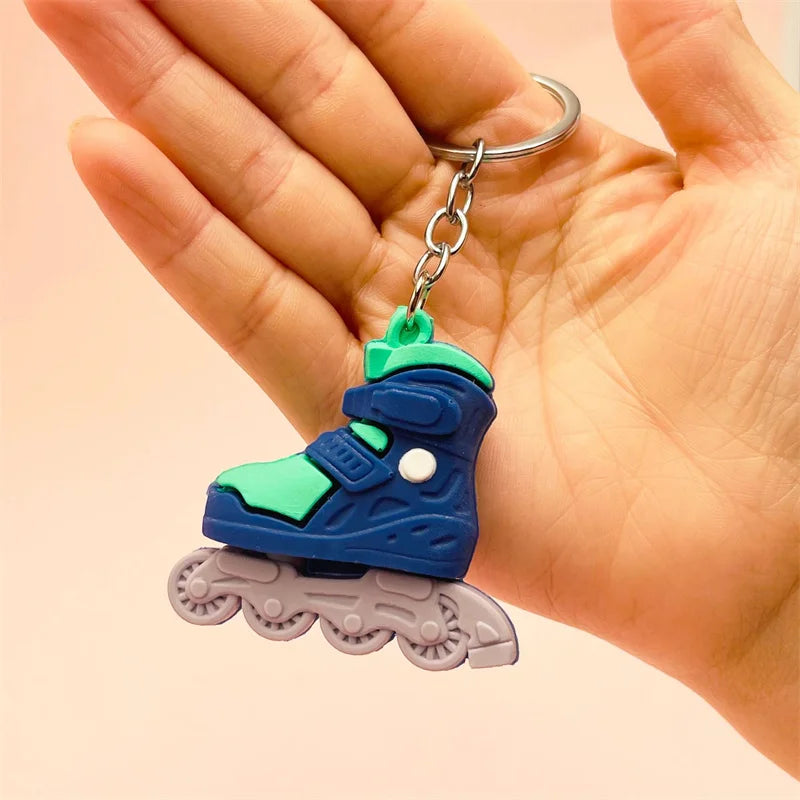 1PC Cartoon Roller Skates Shoes Keychain DIY Jewelry Men Boy grils Souvenir Party Gifts