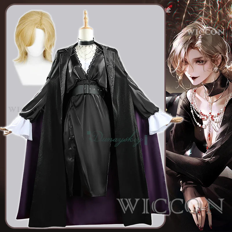Happyzoo Langley Cosplay Costume Long Trench Coat Wig Game Path To Nowhere Full Set Accessories Halloween Carnival Suit Women