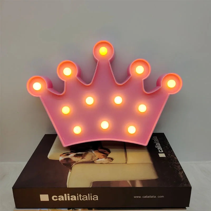 3D Crown Shape LED Night Light Table Lamp Christmas Party Home Room Wedding Garden Party Wall Lamp Decoration Girl Gift