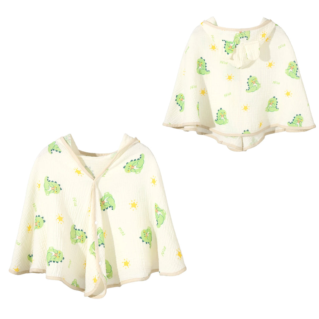 Infant Cute Printed Soft Bath Towel Hooded Cape Bathrobe Baby Swaddle Blanket Bathroom Beach Pool Cloak Summer Sunscreen Shawl