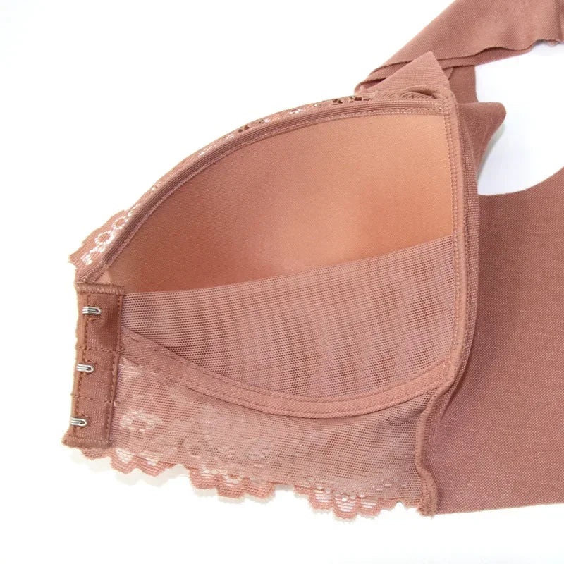 2024 New No Rims Front Buckle Large Sexy Lace Lingeries Women Bras Vest Comfortable  Sleep Plus Size L 8XL Lady's Underwear