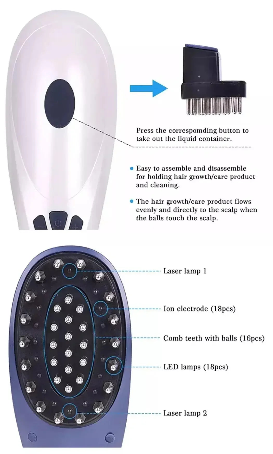 Home Personal Care Student Hair Comb Intelligent Vibration Massage Positive and Negative Ion Hair Care Instrument