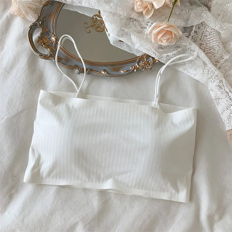 Tube Top Bras For Women Strapless Sexy Seamless Underwear Summer Crop Tops Sexy Lingerie Ice Silk Bandeau Bra Removable Pads