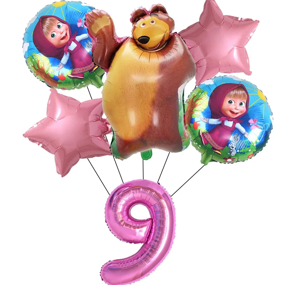 Cute Mashas and the Bear Party Balloons Party Decorations Cartoon Bear Party Favors Baby Shower Gifts For Kids Birthday Party