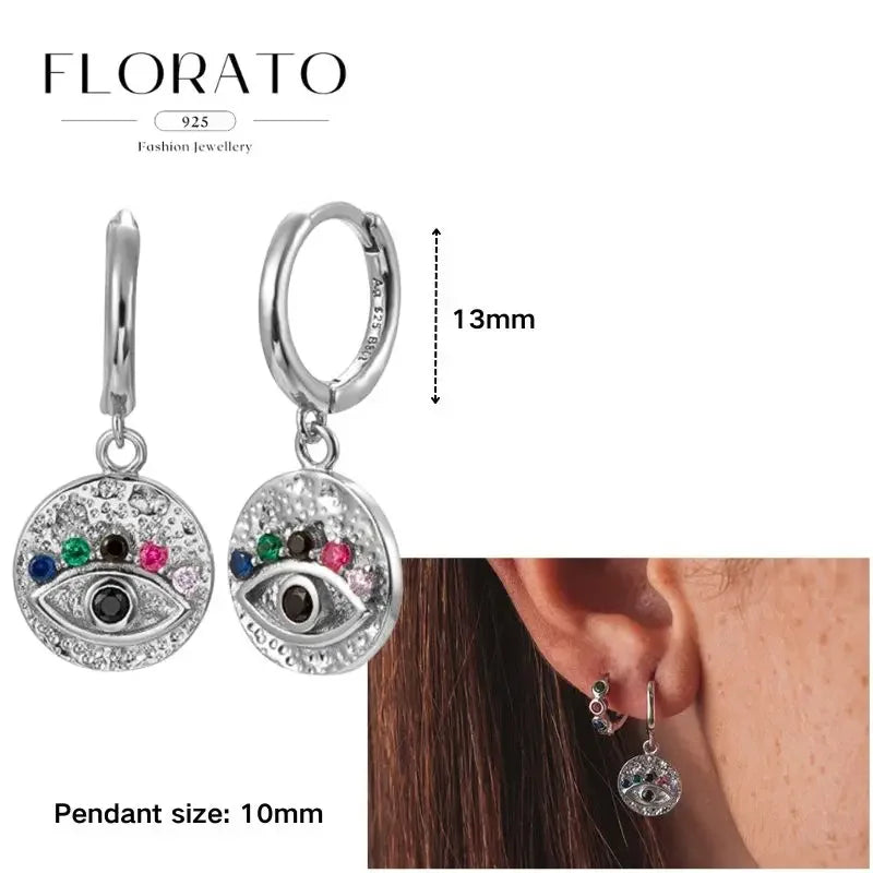 925 Sterling Silver Ear needle European And American Style Hoop Earrings Round square Pendientes Fashion For Women Birthday Gift