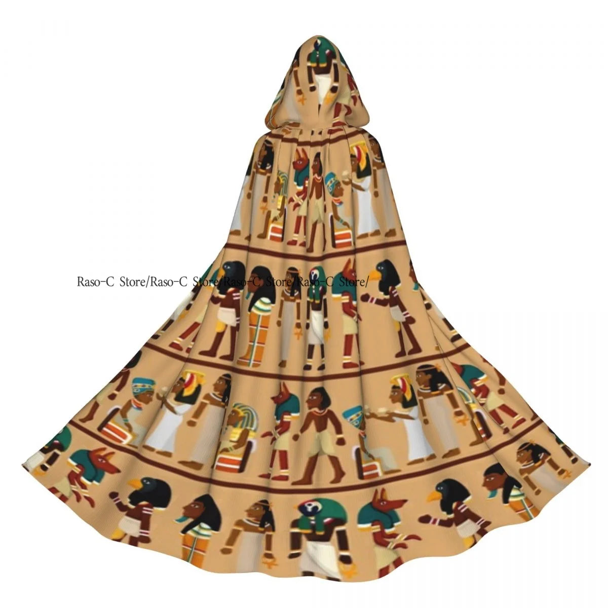 Unisex Adult Woman With Flower Egyptian Pattern Cloak with Hood Long Witch Costume Cosplay