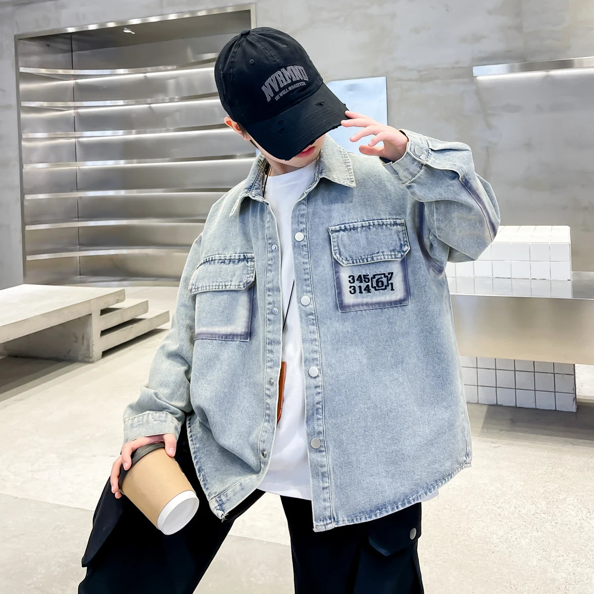 New Spring Autumn Kids Boys Denim Jacket Clothes Children Wear Casual Clothing Loose Style Jeans Coat 5 6 7 8 9 10 11 12 13 14 Y