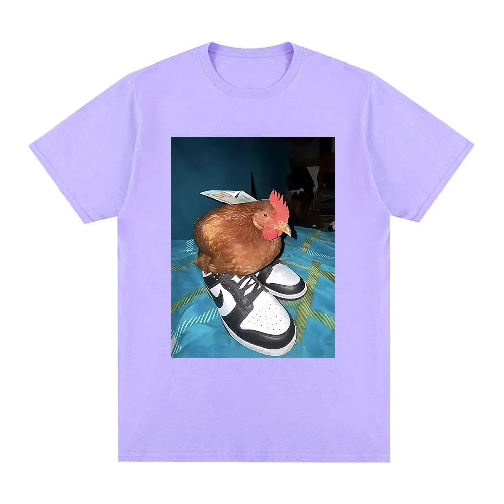 Funny Dripped Out Chicken T Shirt Men Women Chicken with Shoes Print T-shirts Harajuku Fashion Short Sleeve Tee Shirt Streetwear