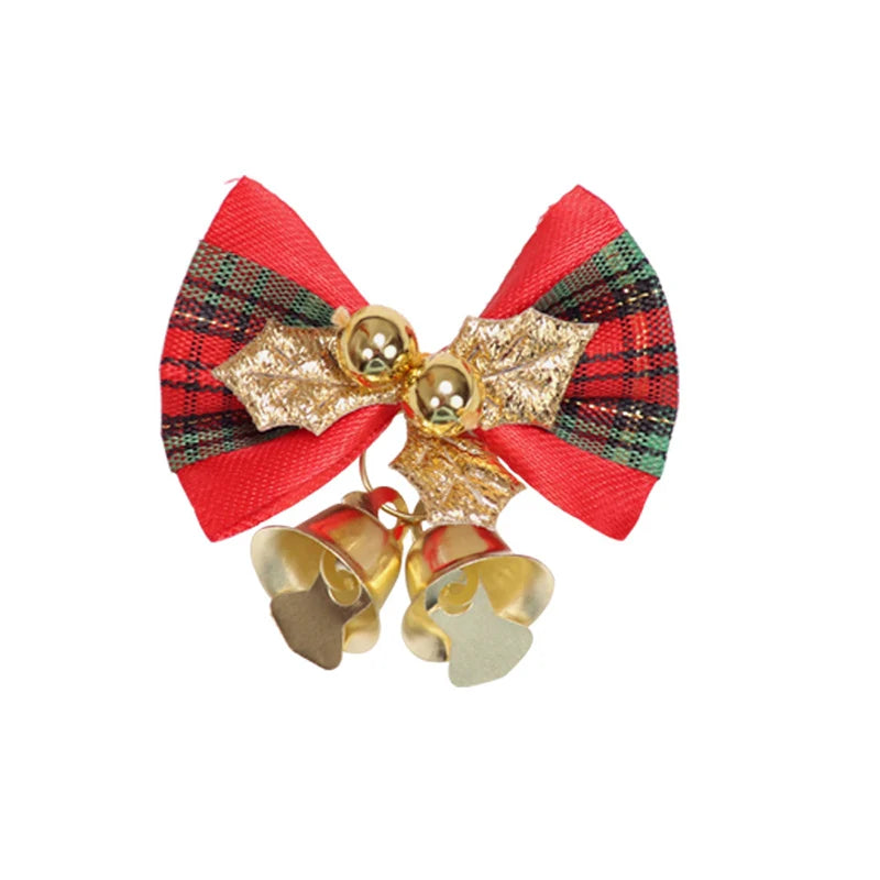 8pcs/pack 3cm Small Bell Bow Christmas Tree Decorations Mini New Year Ornaments Bows Christmas Garland Bell Bowknot Crafts