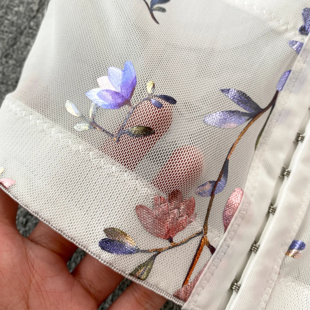 Women Sexy Floral printed Corset Tank Top Nightclub Party Short Chest Binder Camisole Girl Push Up Bustier Lady Bra Lingerie