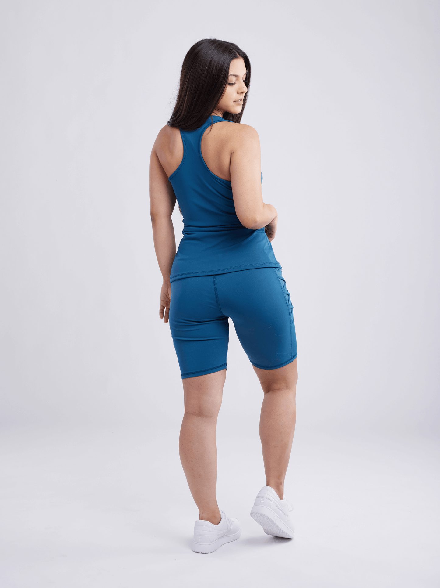 JupiterGear High-Waisted Workout Shorts with Pockets & Criss Cross Des