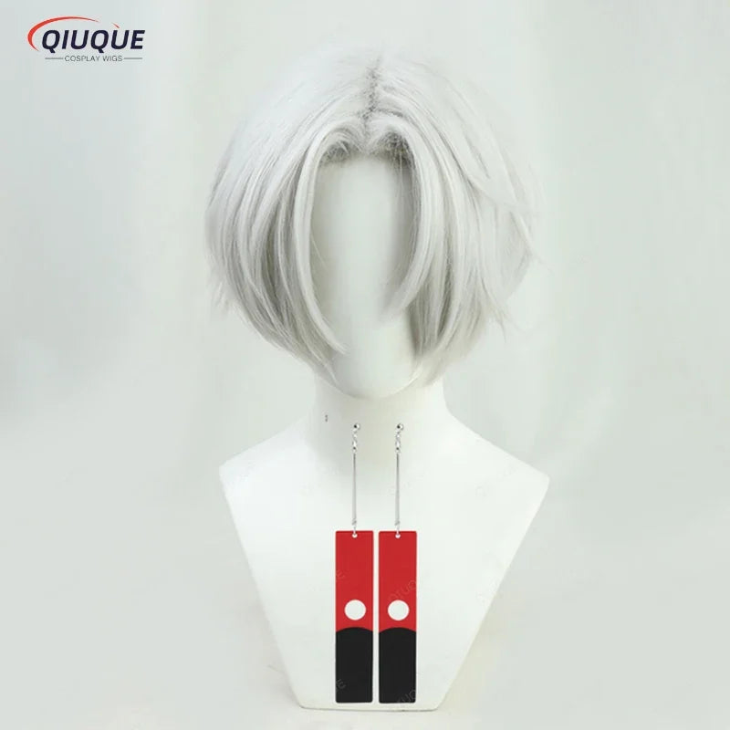 COSda@Anime Tenjiku Izana Kurokawa Cosplay Wig Silver White Heat Resistant Hair Wigs + Wig Cap + Earrings PropsCOSda@