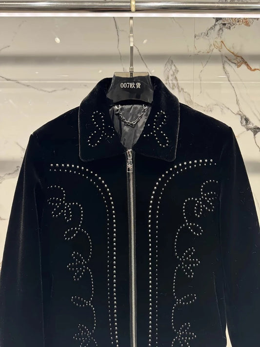 Mauroicardi Autumn Winter Short Black Soft Faux Mink Fur Coat Men Rivet Zipper Luxury Designer European Fashion Fluffy Jacket