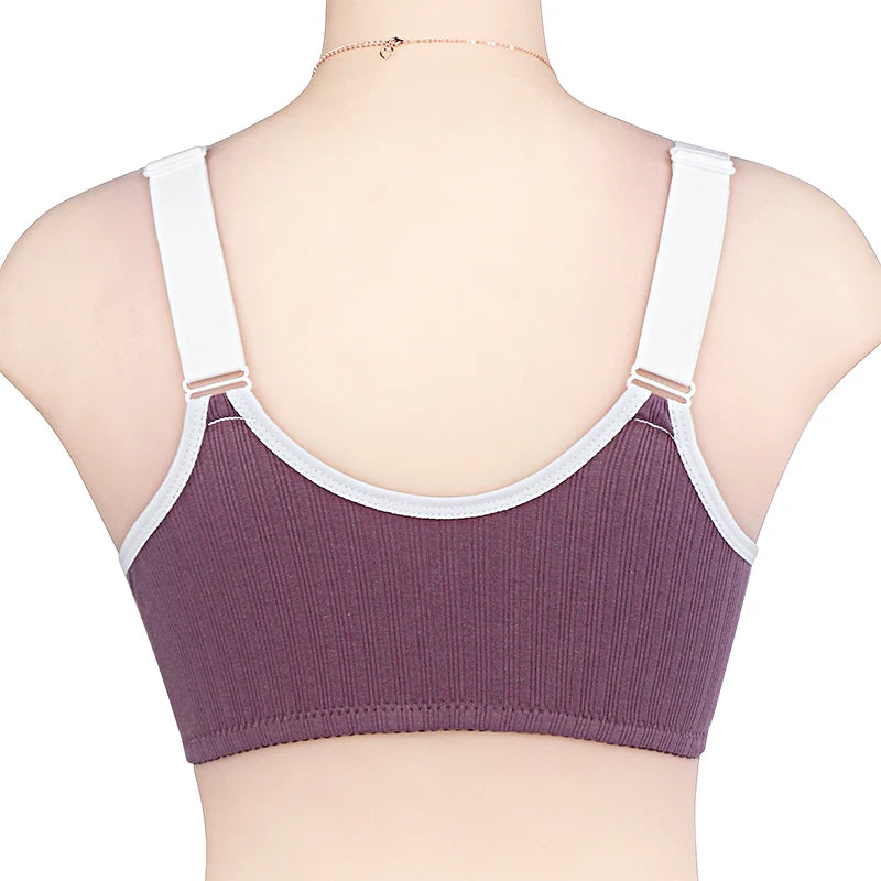 Sexy Bra Lace Women Front Closure Bra Wire Free Underwear Confortable Lingerie Cotton Bralette Large Bust 52/120 B C