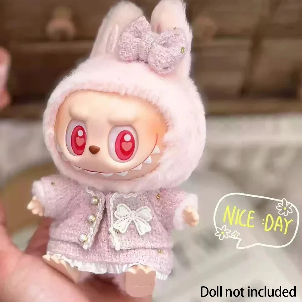 Cute Clothes for 17cm Labubu Doll Fashion V1V2 Idol Clothing DIY Kids Gift Dress for Labubu Cloak Clothes Hair Dolls Accessories